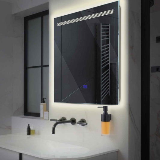 Square LED Mirror | Touch Button | Neutral White Light - Reyze Minimal Series Model 5