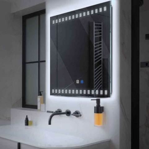 Square LED Mirror | Touch Buttons | Anti-Fog Function | Cool White Light - Reyze Minimal Series Model 6