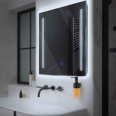 Square LED Mirror | Touch Button | Cool White Light - Reyze Minimal Series Model 7