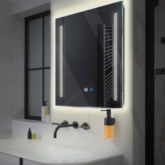 Square LED Mirror | Touch Buttons | Anti-Fog Function | Neutral White Light - Reyze Minimal Series Model 7