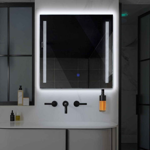 Square LED Mirror | Touch Button | Cool White Light - Reyze Minimal Series Model 7