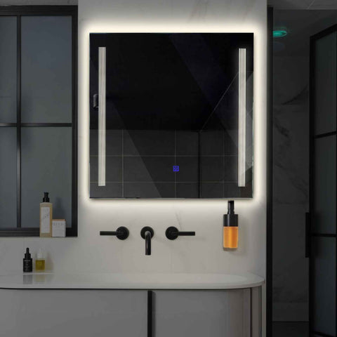 Square LED Mirror | Touch Button | Neutral White Light - Reyze Minimal Series Model 7