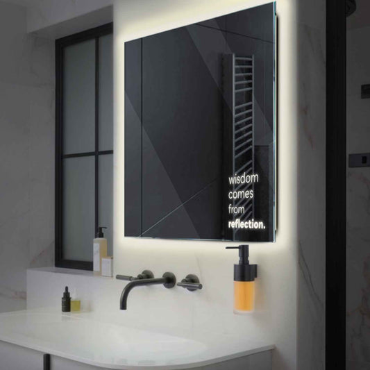 Square LED Mirror | Wall Switch Control | Neutral White Light - Reyze Motivated Series Model 1