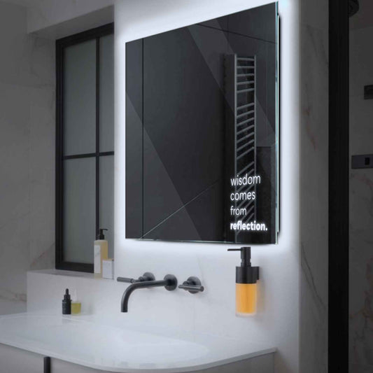 Square LED Mirror | Wall Switch Control | Cool White Light - Reyze Motivated Series Model 1