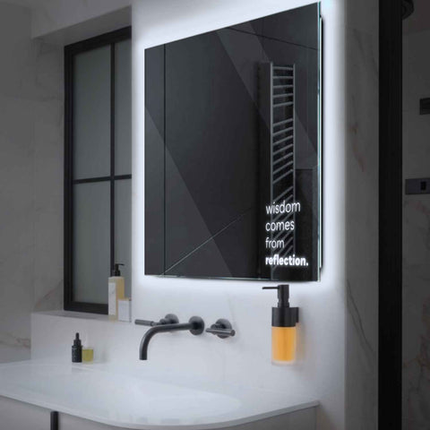 Square LED Mirror | Wall Switch Control | Cool White Light - Reyze Motivated Series Model 1