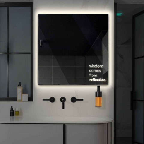 Square LED Mirror | Wall Switch Control | Neutral White Light - Reyze Motivated Series Model 1
