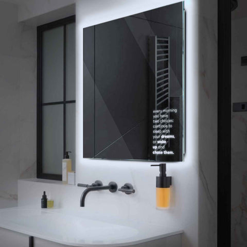 Square LED Mirror | Wall Switch Control | Cool White Light - Reyze Motivated Series Model 2