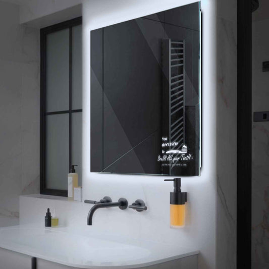 Square LED Mirror | Wall Switch Control | Cool White Light - Reyze Motivated Series Model 3