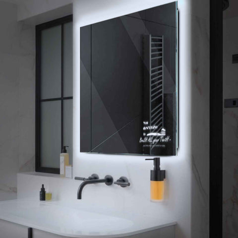 Square LED Mirror | Wall Switch Control | Cool White Light - Reyze Motivated Series Model 3