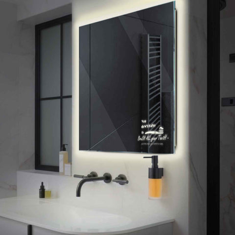 Square LED Mirror | Wall Switch Control | Neutral White Light - Reyze Motivated Series Model 3