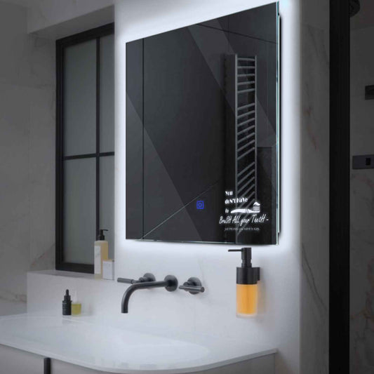 Square LED Mirror | Touch Button | Cool White Light - Reyze Motivated Series Model 3