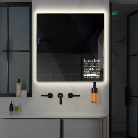 Square LED Mirror | Wall Switch Control | Neutral White Light - Reyze Motivated Series Model 5