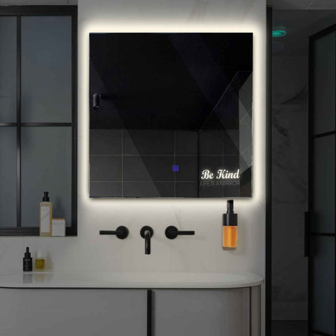 Square LED Mirror | Touch Button | Neutral White Light - Reyze Motivated Series Model 6