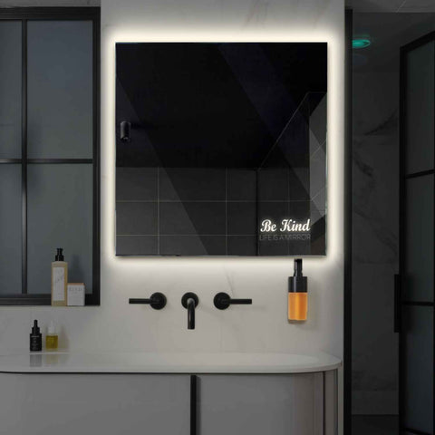 Square LED Mirror | Wall Switch Control | Neutral White Light - Reyze Motivated Series Model 6