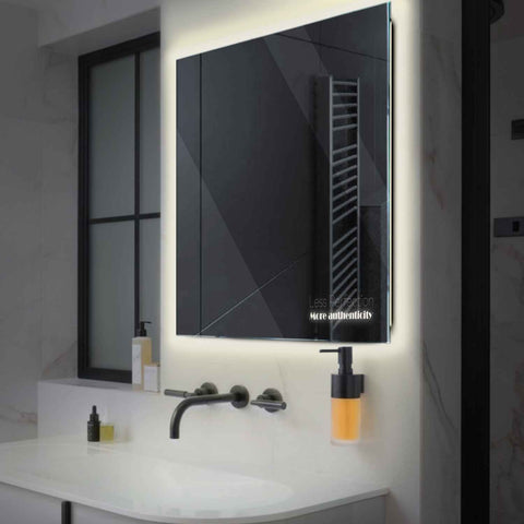 Square LED Mirror | Wall Switch Control | Neutral White Light - Reyze Motivated Series Model 7