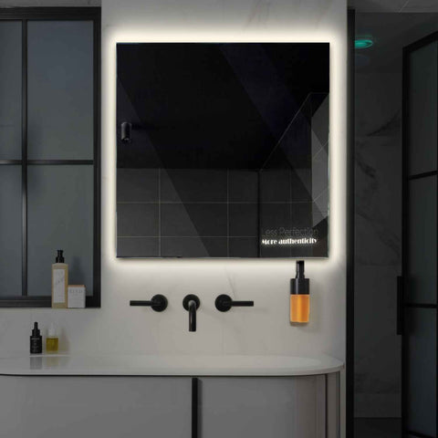Square LED Mirror | Wall Switch Control | Neutral White Light - Reyze Motivated Series Model 7