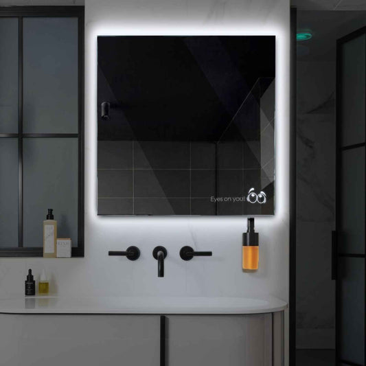 Square LED Mirror | Wall Switch Control | Cool White Light - Reyze Motivated Series Model 8
