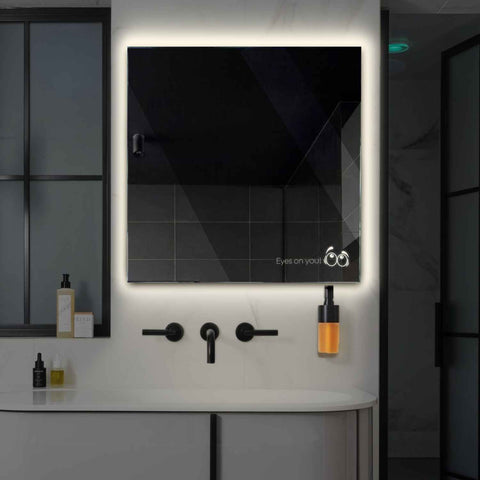 Square LED Mirror | Wall Switch Control | Neutral White Light - Reyze Motivated Series Model 8