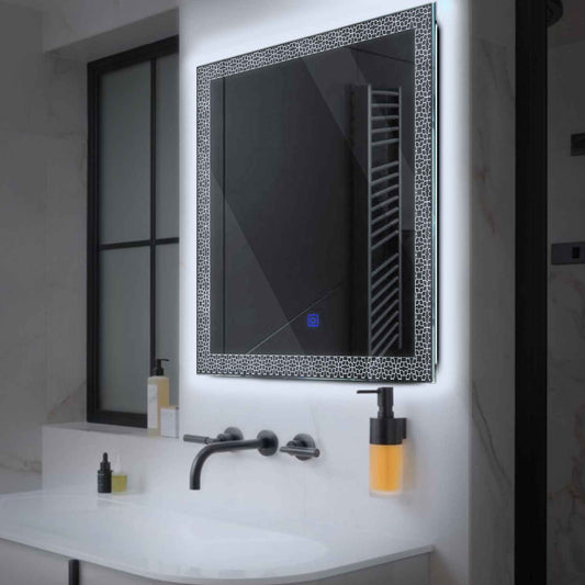 Square LED Mirror | Touch Button | Cool White Light - Reyze Official Series Model 1