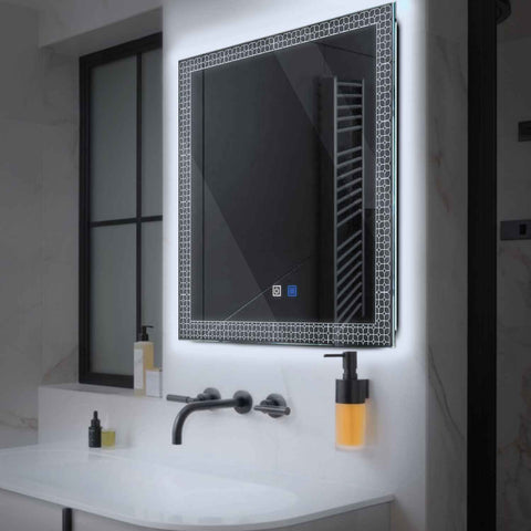 Square LED Mirror | Touch Buttons | Anti-Fog Function | Cool White Light - Reyze Official Series Model 2