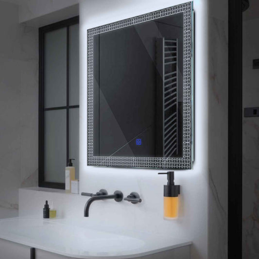Square LED Mirror | Touch Button | Cool White Light - Reyze Official Series Model 2