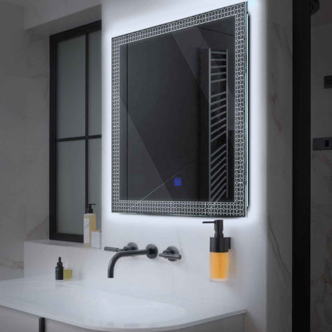 Square LED Mirror | Touch Button | Cool White Light - Reyze Official Series Model 2