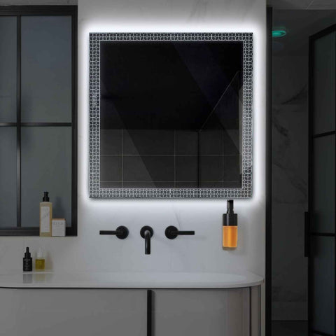 Square LED Mirror | Wall Switch Control | Cool White Light - Reyze Official Series Model 2