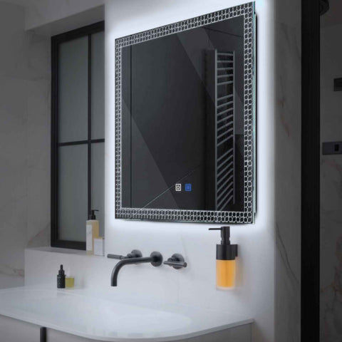 Square LED Mirror | Touch Buttons | Anti-Fog Function | Cool White Light - Reyze Official Series Model 4