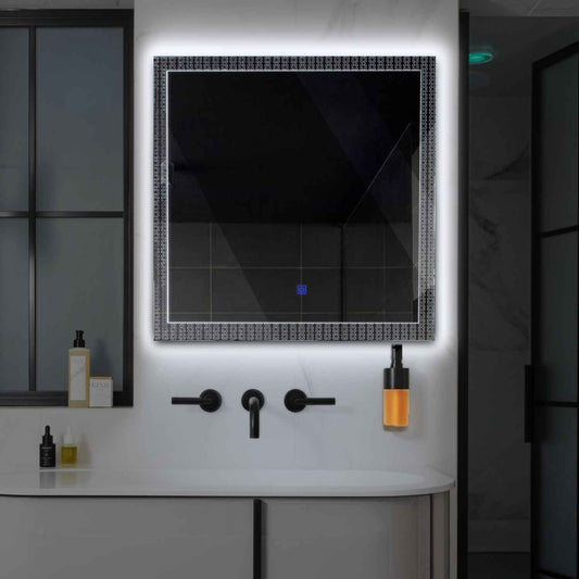 Square LED Mirror | Touch Button | Cool White Light - Reyze Official Series Model 5