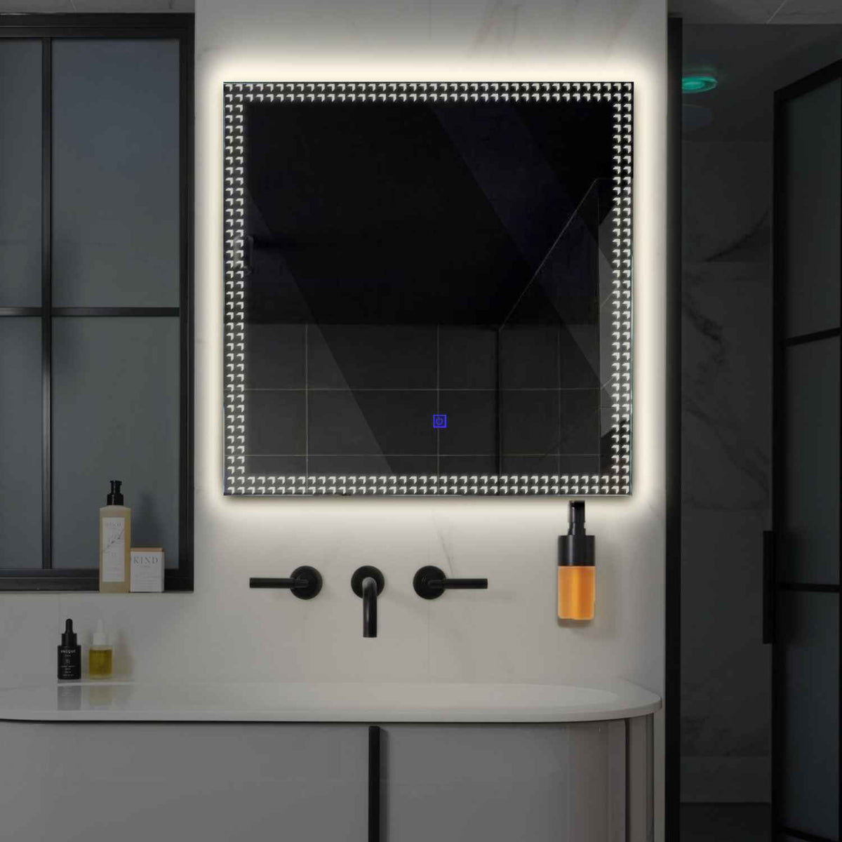 Square LED Mirror | Touch Button | Neutral White Light - Reyze Official Series Model 6