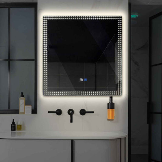 Square LED Mirror | Touch Buttons | Anti-Fog Function | Neutral White Light - Reyze Official Series Model 6