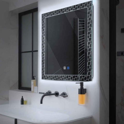 Square LED Mirror | Touch Buttons | Anti-Fog Function | Cool White Light - Reyze Official Series Model 7
