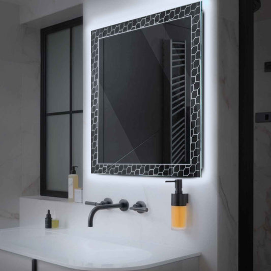 Square LED Mirror | Wall Switch Control | Cool White Light - Reyze Official Series Model 7