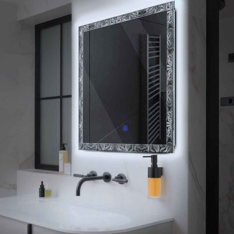 Square LED Mirror | Touch Button | Cool White Light - Reyze Official Series Model 8