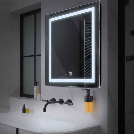 Square LED Mirror | Touch Button | Cool White Light - Reyze Salono Series Model 1