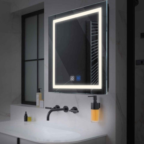 Square LED Mirror | Touch Buttons | Anti-Fog Function | Neutral White Light - Reyze Salono Series Model 1