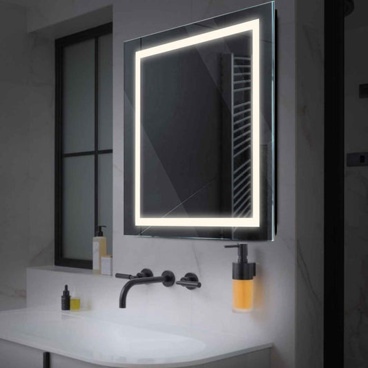 Square LED Mirror | Wall Switch Control | Neutral White Light - Reyze Salono Series Model 1