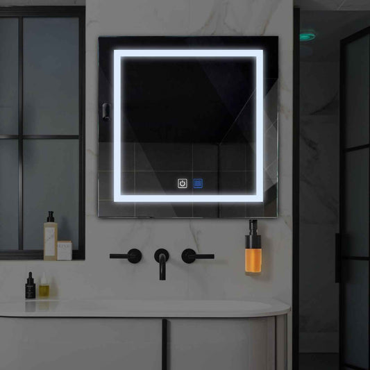 Square LED Mirror | Touch Buttons | Anti-Fog Function | Cool White Light - Reyze Salono Series Model 1