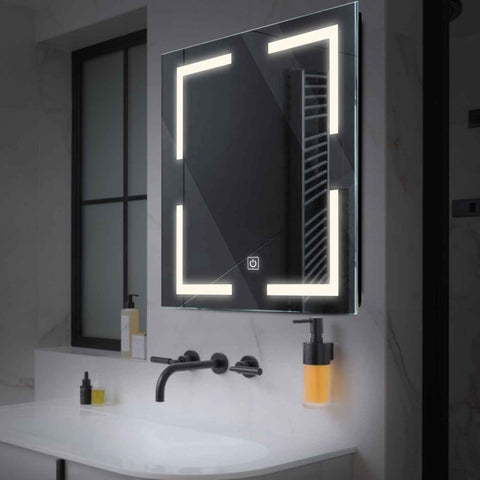 Square LED Mirror | Touch Button | Neutral White Light - Reyze Salono Series Model 2