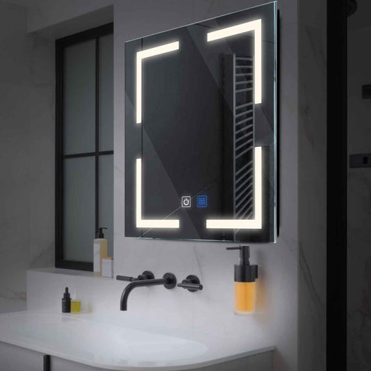 Square LED Mirror | Touch Buttons | Anti-Fog Function | Neutral White Light - Reyze Salono Series Model 2