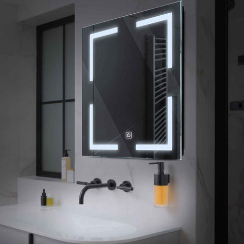Square LED Mirror | Touch Button | Cool White Light - Reyze Salono Series Model 2