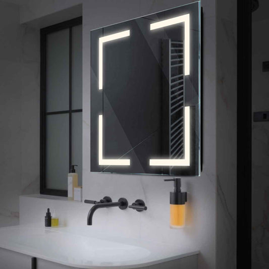 Square LED Mirror | Wall Switch Control | Neutral White Light - Reyze Salono Series Model 2