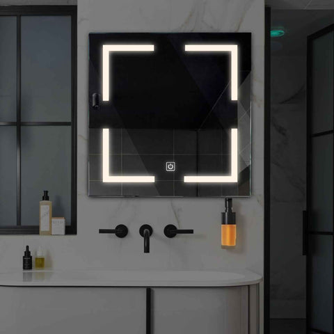 Square LED Mirror | Touch Button | Neutral White Light - Reyze Salono Series Model 2