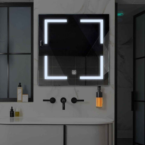 Square LED Mirror | Touch Button | Cool White Light - Reyze Salono Series Model 2
