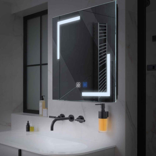 Square LED Mirror | Touch Buttons | Anti-Fog Function | Cool White Light - Reyze Salono Series Model 3