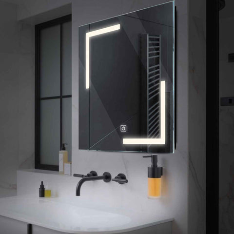Square LED Mirror | Touch Button | Neutral White Light - Reyze Salono Series Model 3