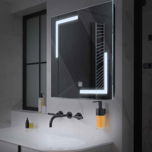 Square LED Mirror | Touch Button | Cool White Light - Reyze Salono Series Model 3