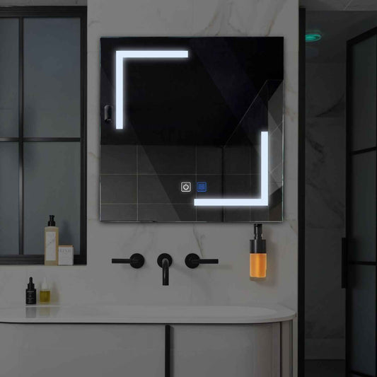 Square LED Mirror | Touch Buttons | Anti-Fog Function | Cool White Light - Reyze Salono Series Model 3
