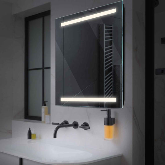 Square LED Mirror | Wall Switch Control | Neutral White Light - Reyze Salono Series Model 4