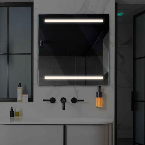 Square LED Mirror | Wall Switch Control | Neutral White Light - Reyze Salono Series Model 4